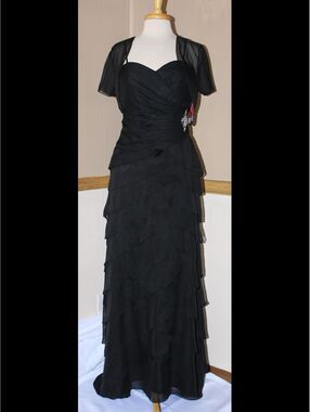 Juliet #1044 Mother Of The Bride Or Groom Dress With Jacket -Size L-Black-NEW